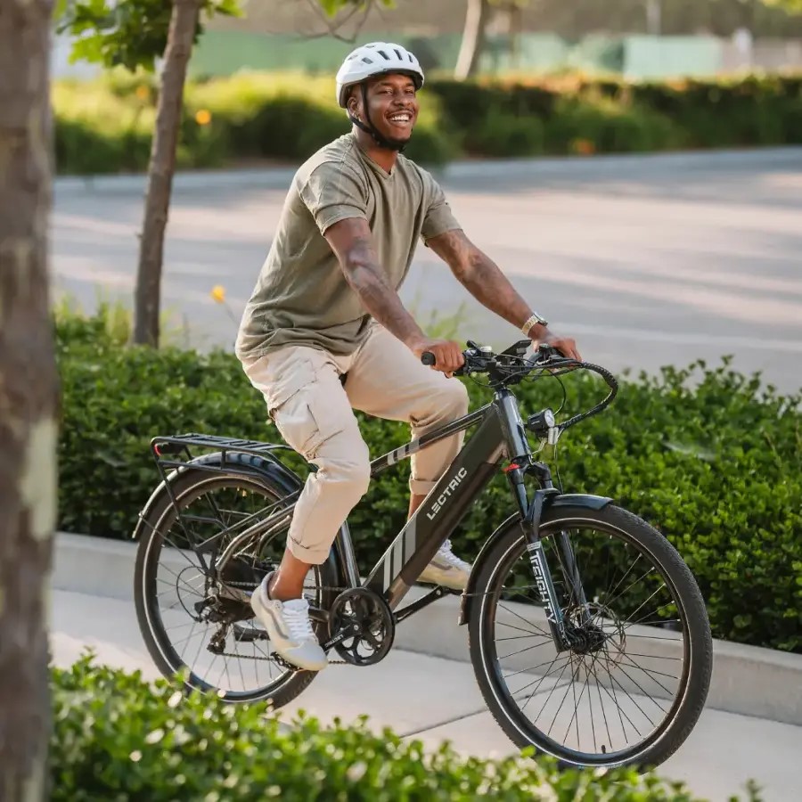 man riding bike
